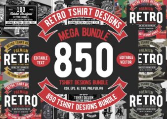 850 Tshirt Designs Retro MEGA BUNDLE